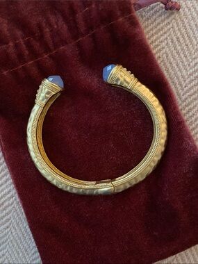 Gold Cuff Bracelet Julie Voss dup with Faceted Periwinkle Ends